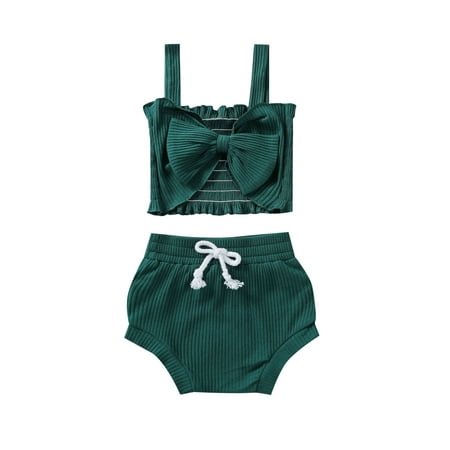 Canrulo 5 Colors Summer Baby Girls Clothes 2pcs Solid Big Bowknot Strap Sleeveless Vest Tops Shorts Sets Dark Green 12-18 Months
Canrulo 5 Colors Summer Baby Girls Clothes 2pcs Solid Big Bowknot Strap Sleeveless Vest Tops Shorts Sets Dark Green 12-18 Months