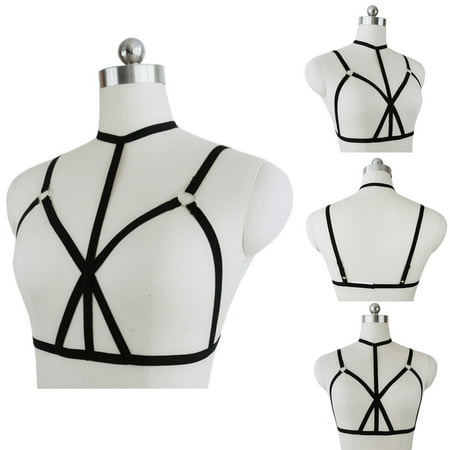 Ssxinyu Women Harness Cage Bra Sexy Strappy Lingerie Garter Cupless Adjustable Strap