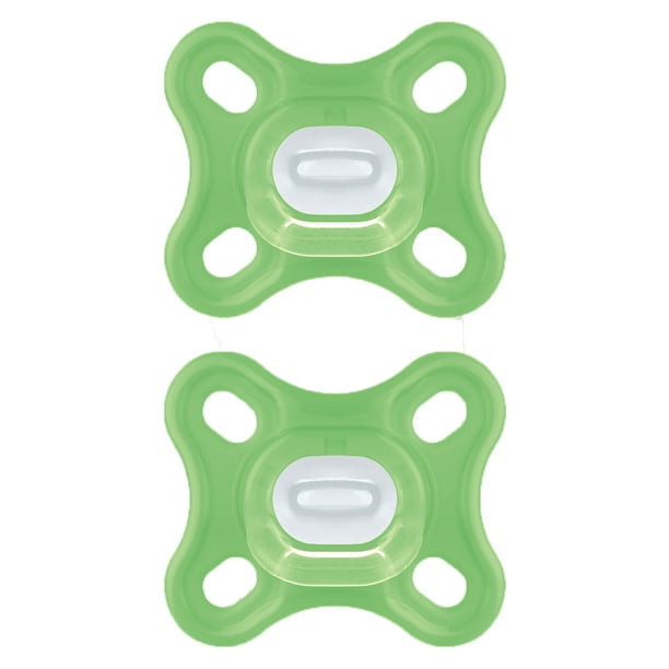 MAM Pacifiers, Baby Pacifier 0-4 Months, Best Pacifier for Breastfed Babies, 'Comfort' Design Collection, Unisex, 2-Count, Green
