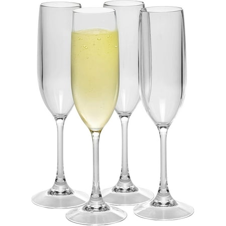 

Unbreakable Stemmed Champagne Glasses 12oz - 100% Tritan - Shatterproof Reusable Dishwasher Safe Drink Glassware (Set of 4)- Indoor Outdoor Drinkware - Great Holiday and Wedding Gift