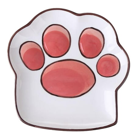 1pc Kitchen Cartoon Cat Claw Ceramic Plate Noodles Soup Dessert Food Plate