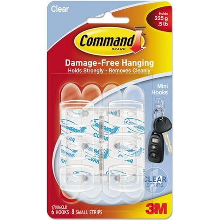 command hooks clear strips adhesive per plastic pack mini