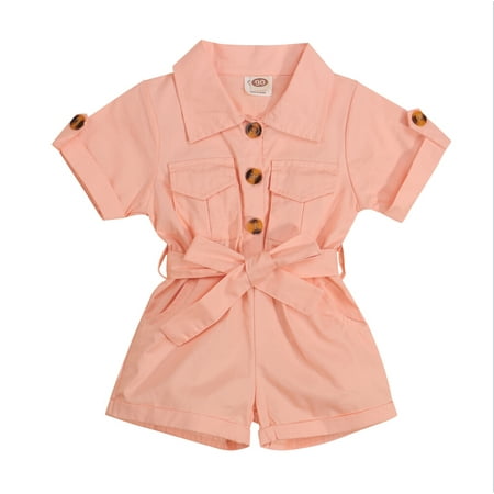 Amuver Baby Girl Lapel Jumpsuit Short Sleeve Solid Color Belted One-Piece Romper Shortalls
Amuver Baby Girl Lapel Jumpsuit Short Sleeve Solid Color Belted One-Piece Romper Shortalls