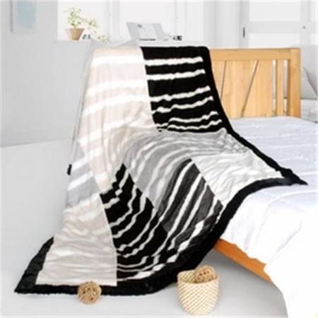 61 by 86.6 in. Onitiva - Stripe Beauty Patchwork Throw Blanket Purple
