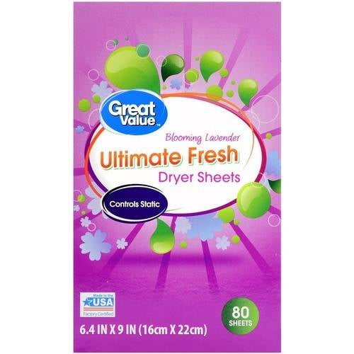 Great Value Original Clean Fabric Softener Dryer Sheets, 160ct