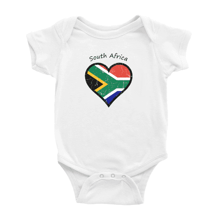 South Africa Flag Heart Love Cute Baby Clothing Bodysuits Boy Girl Clothes