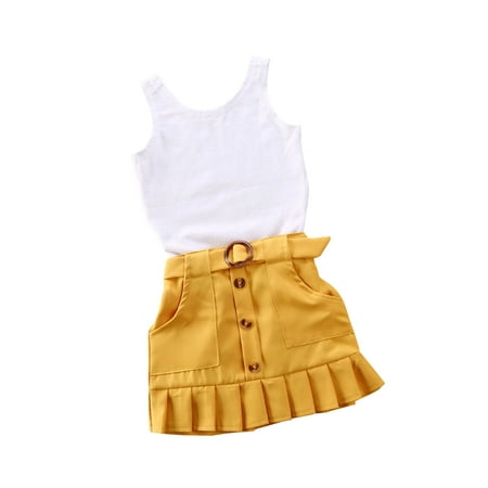 Toddler Baby Girl Outfits Sleeveless Bodysuit Romper Tops + Button Skirt Dress Summer Clothes Set
Toddler Baby Girl Outfits Sleeveless Bodysuit Romper Tops + Button Skirt Dress Summer Clothes Set