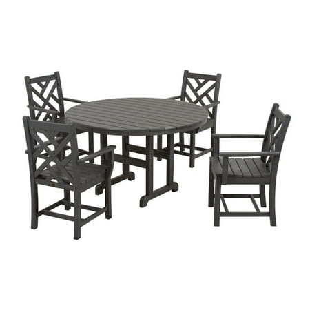 Recycled Earth-Friendly 5-Piece Outdoor Table and Chairs Dining Set - Slate Gray