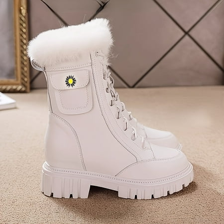 Thick Bottom Fleece Lining Snow Boots Side Zipper Lace-up Ankle Boots With Hidden Heel Women s Footwear
Thick Bottom Fleece Lining Snow Boots Side Zipper Lace-up Ankle Boots With Hidden Heel Women s Footwear