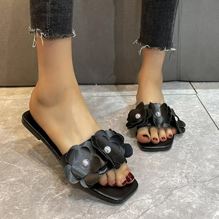 Summer Slippers For Women Beach Accesseories Flip Flops For Women Spring And Summer Flower Women Sandals And Slippers Beach Shoes Pearl Slippers Swimming Pool Accessories Mens Women Slippers