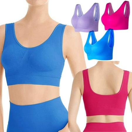 Medcursor 3-Pack Seamless Sports Bra Wirefree Yoga Bra with Removable Pads for Women