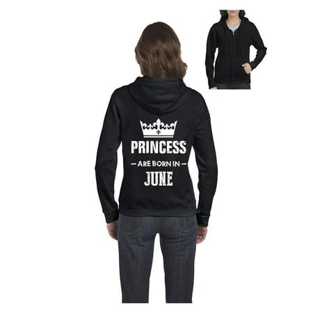 Birthday Gift Princess are Born in June Women's Full-Zip Hooded Sweatshirt