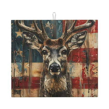 Dish Drying Mats for Kitchen Counter - American Flag Deer Art 16x18In Anti-Slip Absorbent Microfiber Drying Mat for Kitchen Counter Mat Dish Rack Mat with Hanging Loop
Dish Drying Mats for Kitchen Counter - American Flag Deer Art 16x18In Anti-Slip Absorbent Microfiber Drying Mat for Kitchen Counter Mat Dish Rack Mat with Hanging Loop