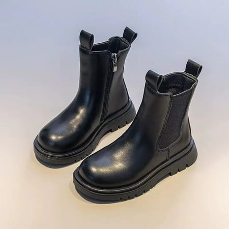 Kids Short Boots And Ankle Boots Zipper Martin Boots Fleece Warm Autumn And Winter