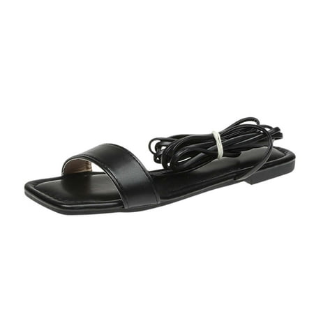 Dpityserensio Women s Summer Sandals Sandals Lace-Up Solid Color Square-head Flat Casual Sandals Black 9(42)
Dpityserensio Women s Summer Sandals Sandals Lace-Up Solid Color Square-head Flat Casual Sandals Black 9(42)