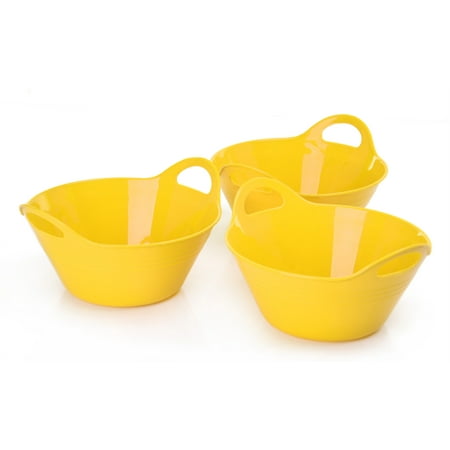 Mintra Home Plastic Bowls with Handles 3 Pack (Small Yellow)