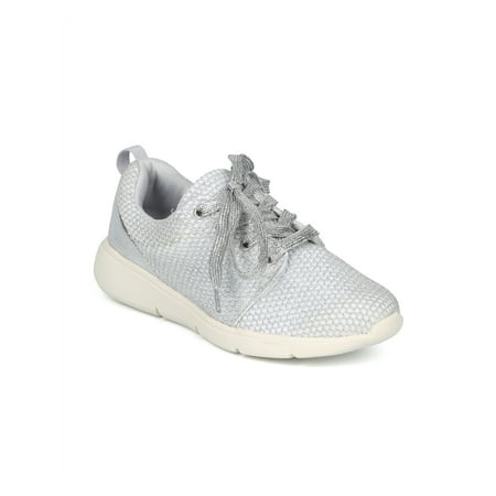 New Women Fahrenheit Dora-02 Glitter Mesh Lace Up Low Top Jogger Sneaker