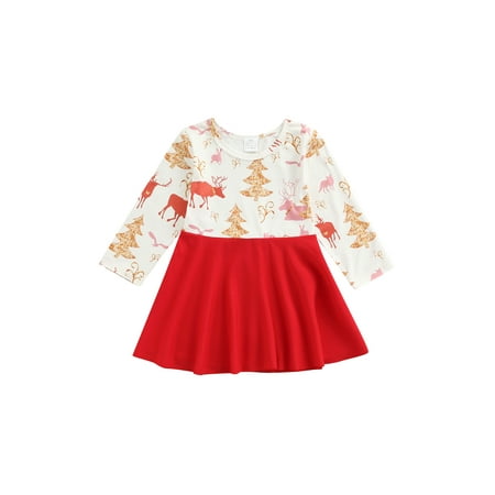 Nituyy Girls Christmas Dress Reindeer Print Splicing Round-Neck Long Sleeve Casual Skirt for Kids 1-5 Years Red
Nituyy Girls Christmas Dress Reindeer Print Splicing Round-Neck Long Sleeve Casual Skirt for Kids 1-5 Years Red
