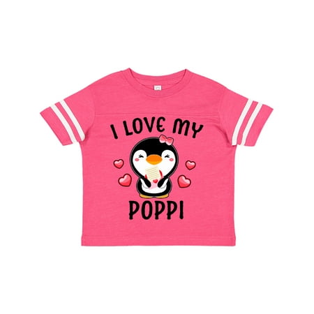 Inktastic I Love My Poppi with Cute Penguin and Hearts Gift Toddler Toddler Girl T-Shirt
