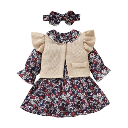 Nokpsedcb Fall Baby Girl Princess 3PCS Clothes Sets Flower Print A-Line Dress Fly Sleeve Knit Cardigan Wine Red 18-24 Months
Nokpsedcb Fall Baby Girl Princess 3PCS Clothes Sets Flower Print A-Line Dress Fly Sleeve Knit Cardigan Wine Red 18-24 Months