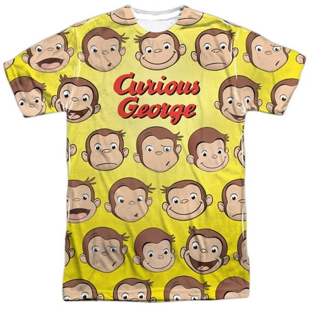 Curious George Books Cartoon Movie TV Monkey Faces Adult 2-Sided Print T-Shirt