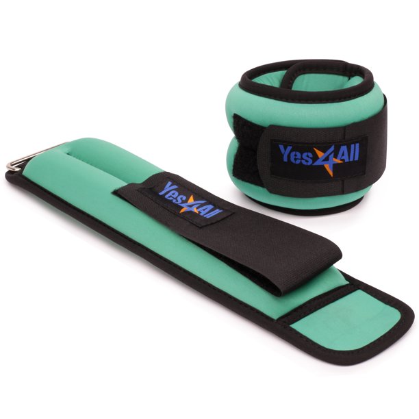 Yes4All Ankle / Wrist Neoprene Weight, Pair (2.5 lbs, Green)
