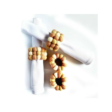 Felt Three Strand Napkin Rings Set of 4