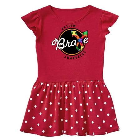 Inktastic Autism Awareness Brave with Puzzle Piece Ribbon Gift Toddler Girl Dress