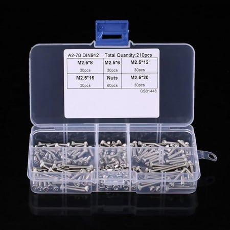 LYUMO 210pcs M2.5 Stainless Steel SS304 Hex Socket Cap Head Screws and Nuts Assrotment Set Cap Head Screw Set Fastener
LYUMO 210pcs M2.5 Stainless Steel SS304 Hex Socket Cap Head Screws and Nuts Assrotment Set Cap Head Screw Set Fastener