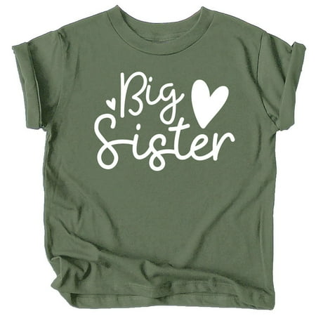 Olive Loves Apple Cursive Big Sister Hearts Sibling Reveal T-Shirt for Baby and Toddler Girls Sibling Outfits Military Green Shirt 12 Months
Olive Loves Apple Cursive Big Sister Hearts Sibling Reveal T-Shirt for Baby and Toddler Girls Sibling Outfits Military Green Shirt 12 Months