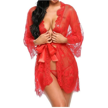 Womens Lingerie Dress Set Lace Nightwear Set Mesh Nightdress Transparent Kimono Chemise
Womens Lingerie Dress Set Lace Nightwear Set Mesh Nightdress Transparent Kimono Chemise