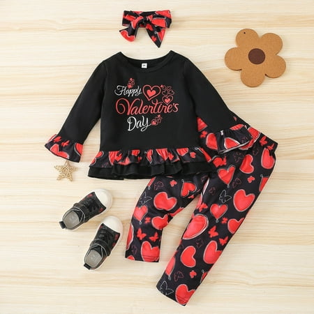Kids Toddler Baby Girls Clothes 3pcs Valentine‘s Day Letter Heart Printed Autumn Tops Ruffles Long Sleeve Pants Pulllover Outfits
Kids Toddler Baby Girls Clothes 3pcs Valentine‘s Day Letter Heart Printed Autumn Tops Ruffles Long Sleeve Pants Pulllover Outfits