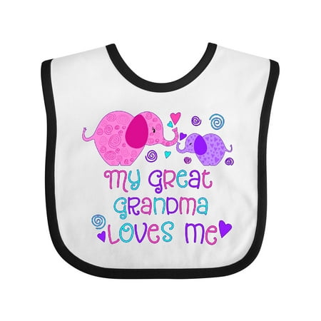 Inktastic My Great Grandma Loves Me- Cute Elephants Gift Baby Boy or Baby Girl Bib