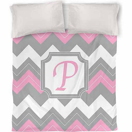 IDG Chevron Monogram Duvet Cover, Pink