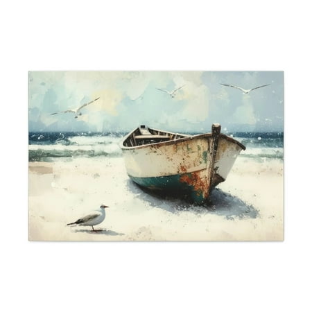 Barbara J Beach House F 36” x 24” Cotton Canvas Wall Decor Digital Print