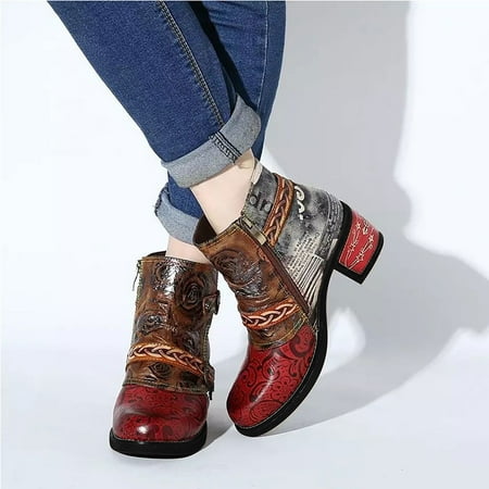 YOTAMI Women s Shoes Vintage Print Color Matching High-heeled Belt Buckle Boots Casual Red 9
YOTAMI Women s Shoes Vintage Print Color Matching High-heeled Belt Buckle Boots Casual Red 9