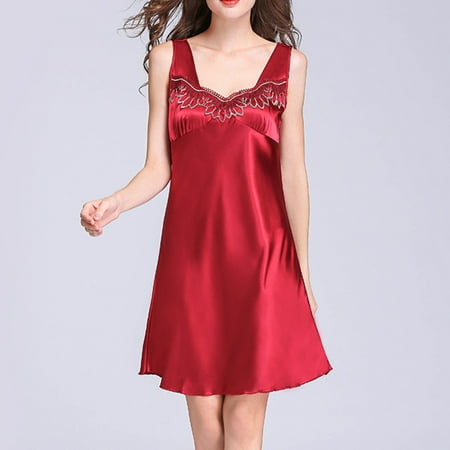 Women s Nightdress Satin Silk Sleeveless Nightgowns with Lace and Embroidery Decor Home Wearing XL Wine Red
Women s Nightdress Satin Silk Sleeveless Nightgowns with Lace and Embroidery Decor Home Wearing XL Wine Red