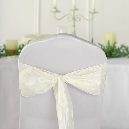 Efavormart 5 Pack | 6 x106 Accordion Crinkle Taffeta Chair Sashes - Ivory