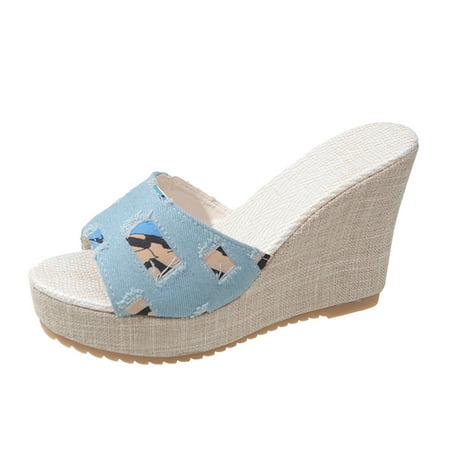 MIASHUI Summer Sandals for Women 2024 Fashion Retro Color Block Denim Fabric Open Toe Sloping Heel Thick Sole Sandals Blue 8.5
MIASHUI Summer Sandals for Women 2024 Fashion Retro Color Block Denim Fabric Open Toe Sloping Heel Thick Sole Sandals Blue 8.5