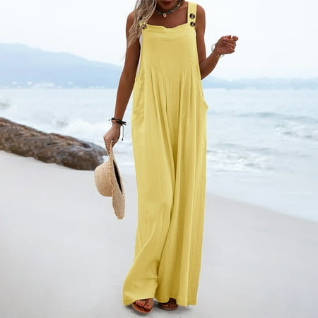 Yuwegr Jumpsuits For Women Loose Button Rompers Strap Solid Jumpsuit Stretchy Summer Casual Dressy Bodysuit Yellow M
Yuwegr Jumpsuits For Women Loose Button Rompers Strap Solid Jumpsuit Stretchy Summer Casual Dressy Bodysuit Yellow M