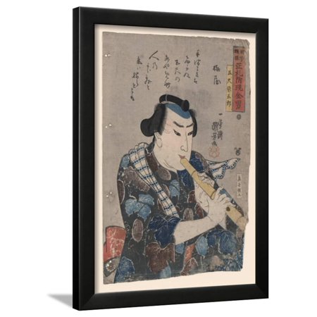 Goshaku Somegoro Playing Shakuhachi Framed Print Wall Art By Kuniyoshi Utagawa