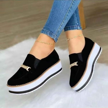

Women s Sports Thick Soled Solid Color Breathable Casual Shoes