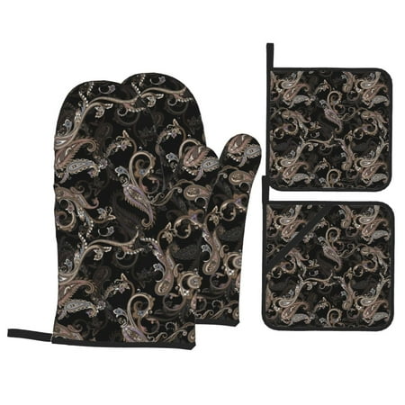 Oven Mitts and Pot Holders Sets 4 pcs - Paisley Pattern No.9072 Heat Resistant Silicone Oven Gloves with Non-Slip Silicone Surface and hot pads for kitchen Baking Cooking BBQ
Oven Mitts and Pot Holders Sets 4 pcs - Paisley Pattern No.9072 Heat Resistant Silicone Oven Gloves with Non-Slip Silicone Surface and hot pads for kitchen Baking Cooking BBQ