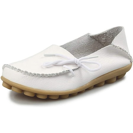 PIKADINGNIS Women s Leather Loafers Flats Slip On Moccasins Casual Driving Shoes