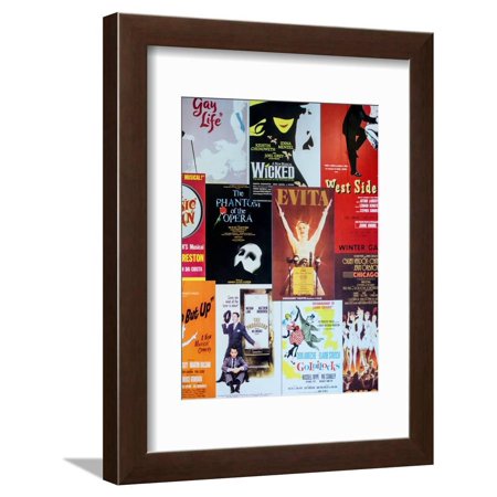 NYC Street Art - Patchwork of Old Posters of Broadway Musicals - Times Square - Manhattan Framed Print Wall Art By Philippe Hugonnard