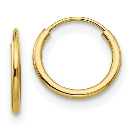 14k Yellow Gold Endless Hoop Earrings Ear Hoops Set Round Valentines Day