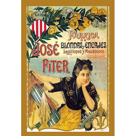 Jose Fiter: fabricas blondas y encajes legitimos y mecanicos Fine art canvas print (20" x 30")