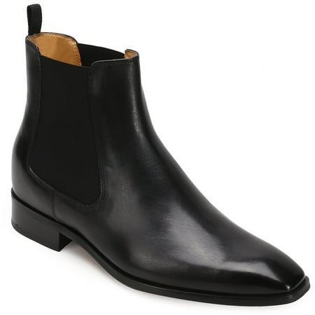 CMR CHAMARIPA Elevator Chelsea Boots Mens Black Leather Height Increasing Shoes Boots 2.76 inches