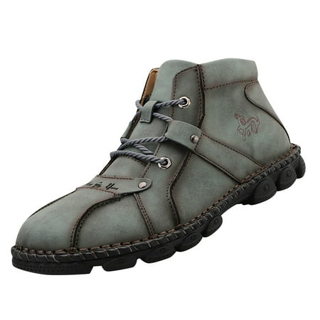 AnuirheiH Men s High-top Lace-up Casual Platform Hiking Shoes 4$ off 2nd item