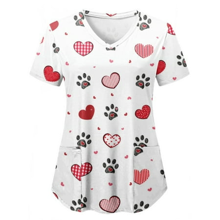 Grianlook Ladies T Shirt V Neck Scrub Tops Short Sleeve Nursing Tees Women Fashion Pullover Basic Heart Print Nurse T-shirt Style-B XL
Grianlook Ladies T Shirt V Neck Scrub Tops Short Sleeve Nursing Tees Women Fashion Pullover Basic Heart Print Nurse T-shirt Style-B XL